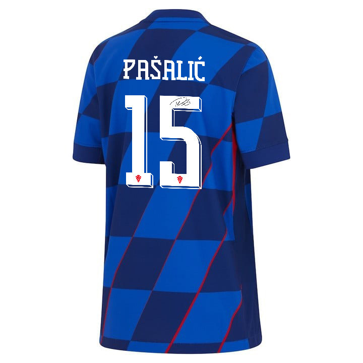 Mario Pašalić 15 Signed Croatia National Team 2024 Away YOUTH Jersey Autographed - Navy