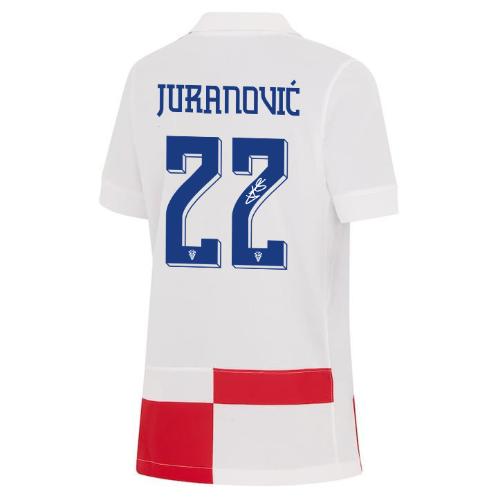 Josip Juranović 22 Signed Croatia National Team 2024 Home YOUTH Jersey Autographed - White