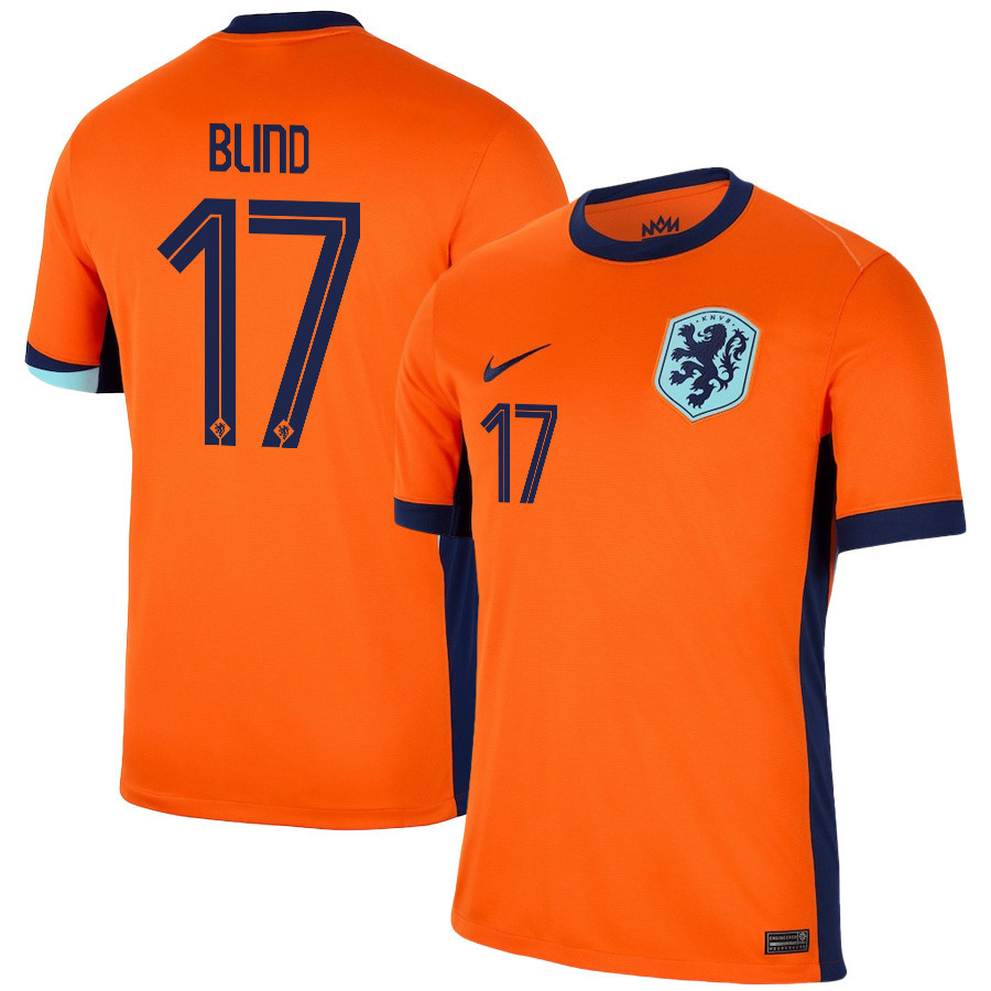 Daley Blind 17 Netherlands National Team 2024/25 Home Men Jersey - Orange