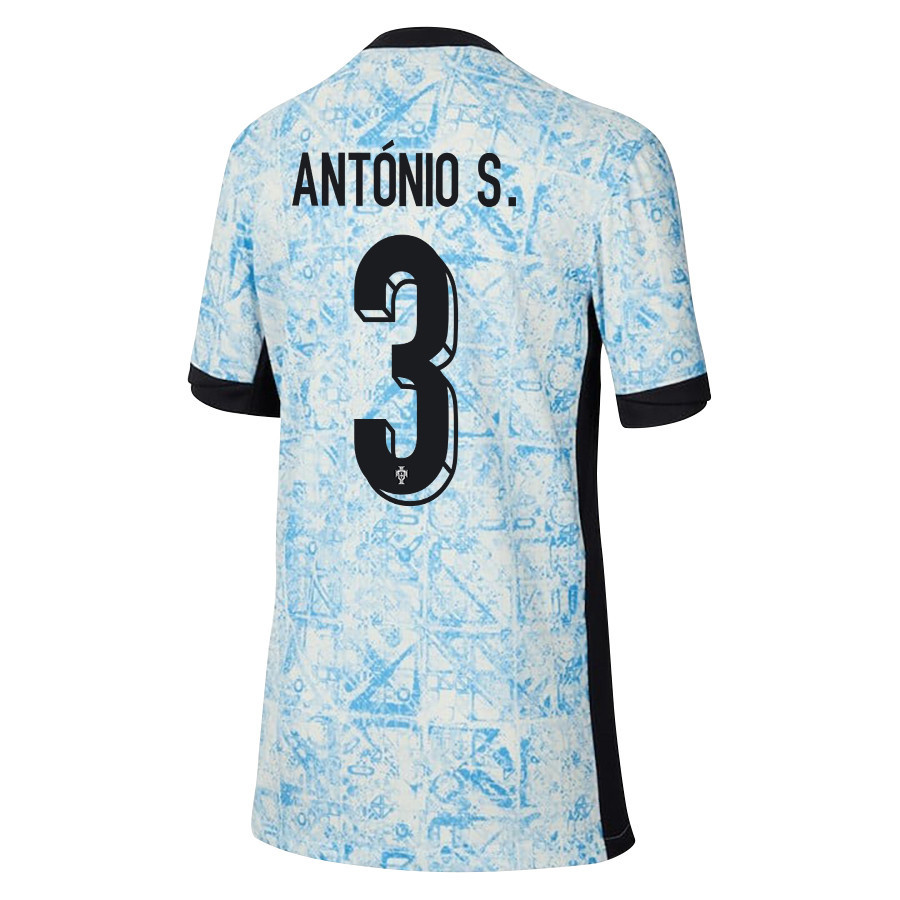 António Silva 3 Portugal National Team 2024/25 Away YOUTH Jersey - Cream/Blue
