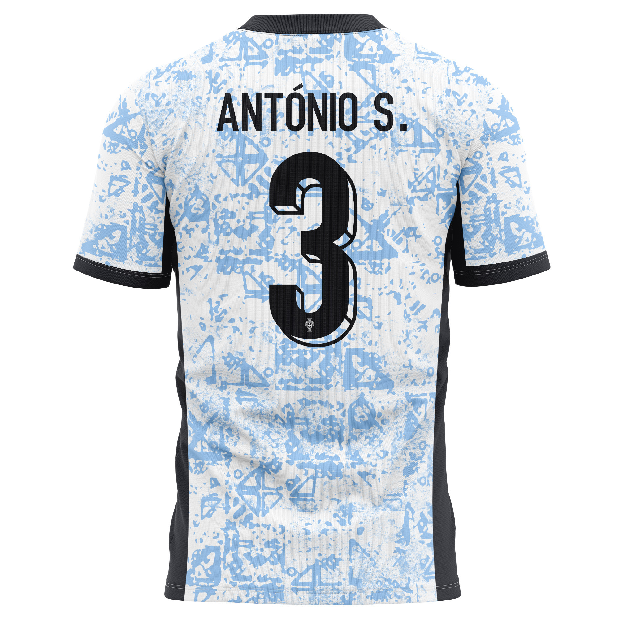 António Silva 3 Portugal National Team 2024/25 Away Kits AOP T-shirt - Cream/Blue