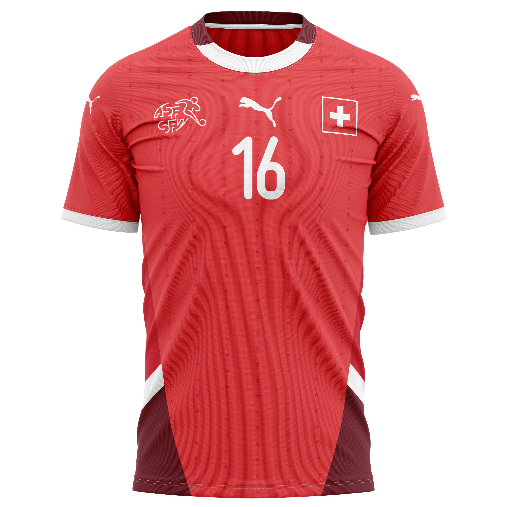 Cédric Itten 16 Switzerland National Team 2024/25 Home Kits AOP T-shirt - Red