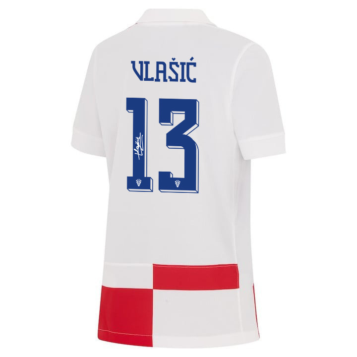 Nikola Vlašić 13 Signed Croatia National Team 2024 Home YOUTH Jersey Autographed - White