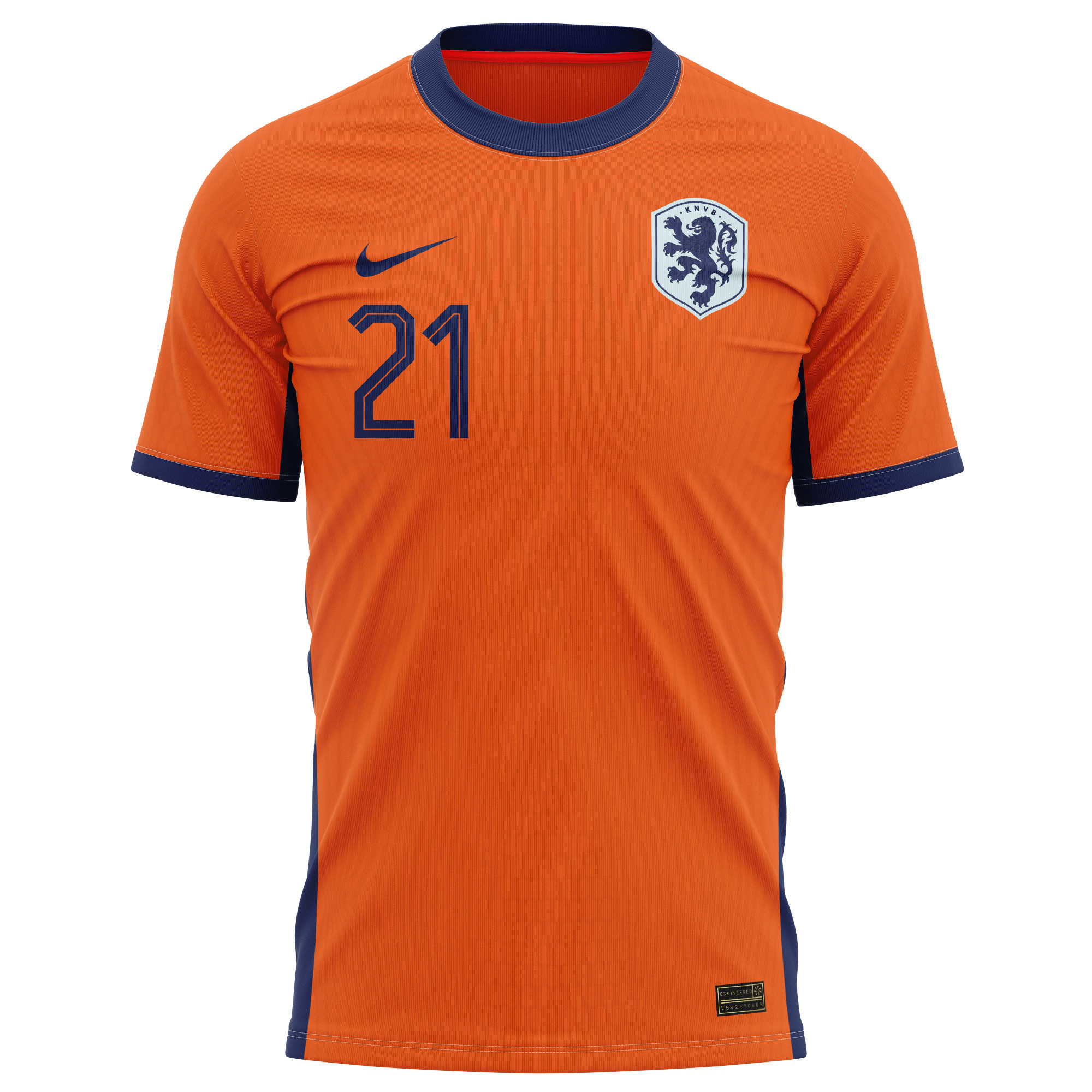 Frenkie de Jong 21 Netherlands National Team 2024 Home Kits AOP Tshirt Orange