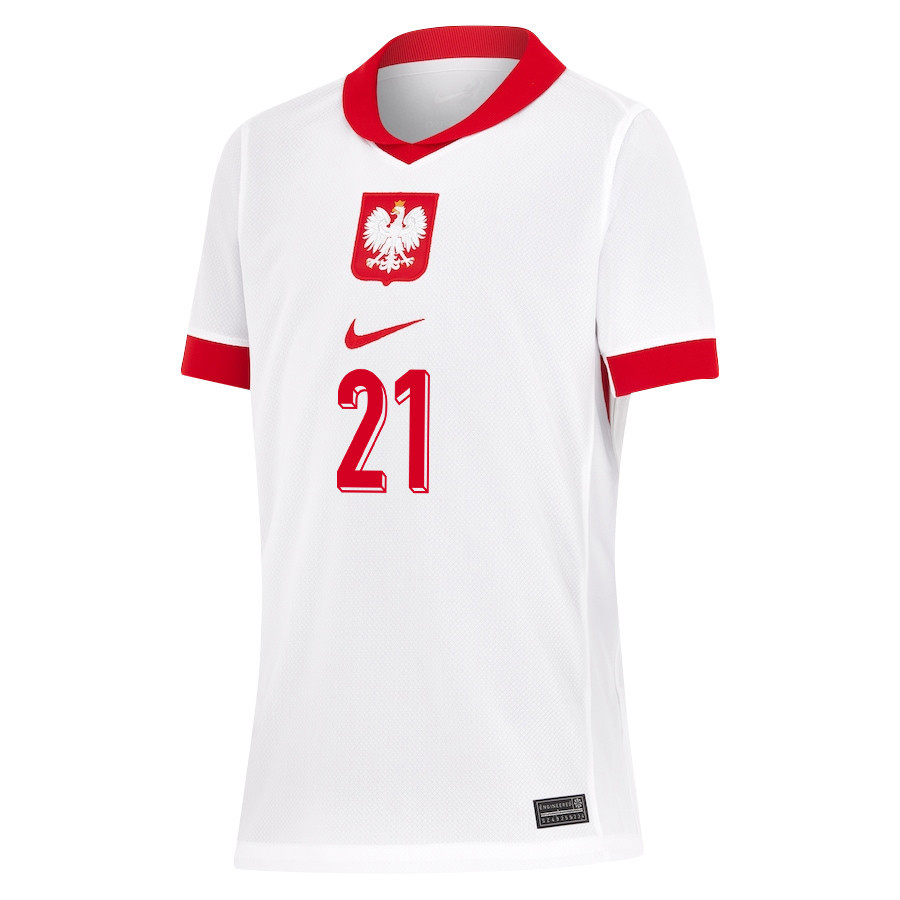 Nicola Zalewski 21 Poland National Team 2024/25 Home YOUTH Jersey - White