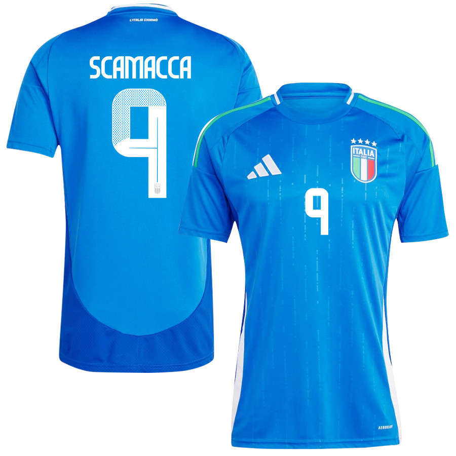 Gianluca Scamacca 9 Italy National Team 2024/25 Home Men Jersey - Blue