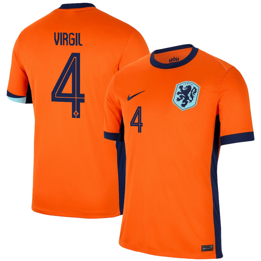 Virgil van Dijk 4 Netherlands National Team 2024/25 Home Men Jersey - Orange