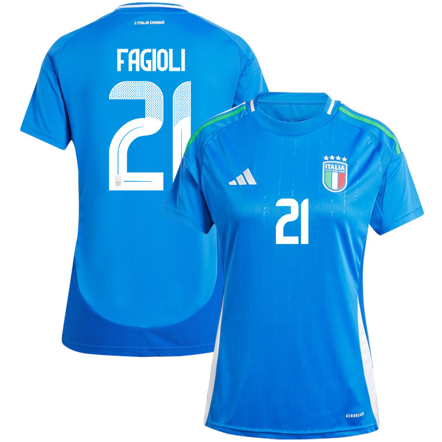 Nicolo Fagioli 21 Italy National Team 2024/25 Home Women Jersey - Blue