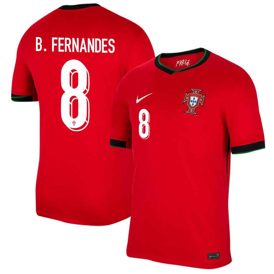 Bruno Fernandes 8 Portugal National Team 2024/25 Home Men Jersey - Red