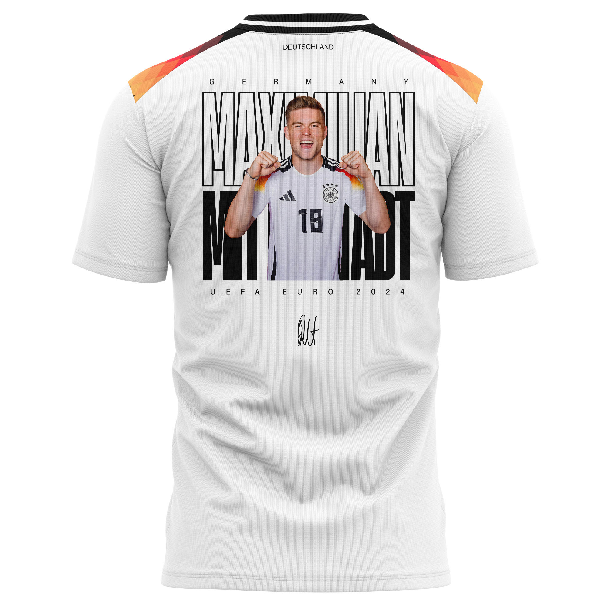 Maximilian Mittelstädt 18 Signed Young Talent Germany National Team 2024 Home Kits AOP T-shirt - White