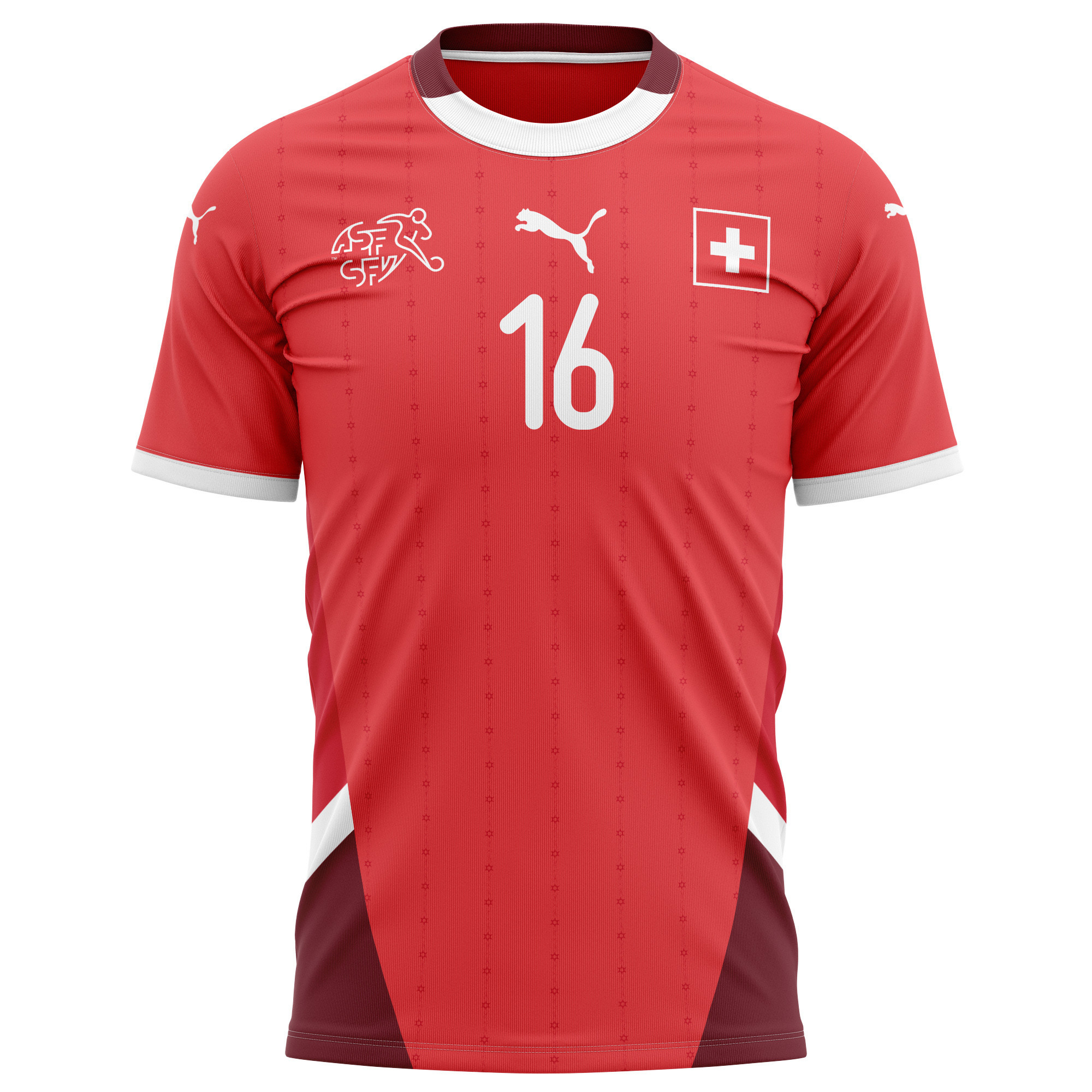 Christian Fassnacht 16 Switzerland National Team 2024/25 Home Kits AOP T-shirt - Red
