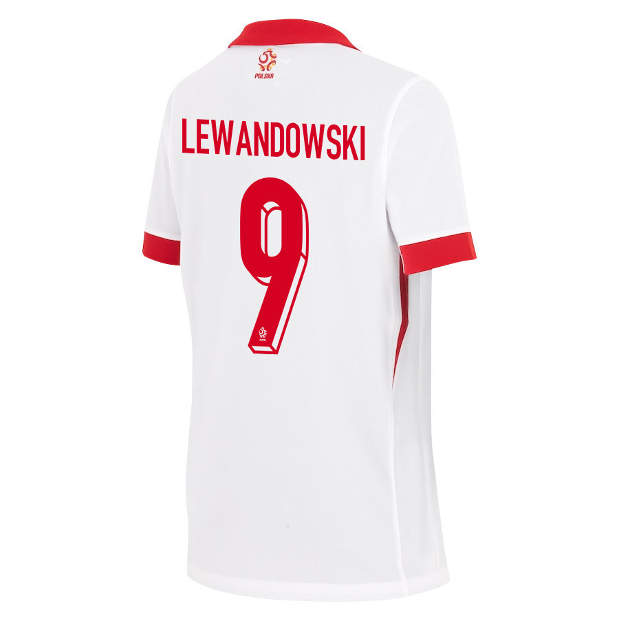 Robert Lewandowski 9 Poland National Team 2024/25 Home YOUTH Jersey - White