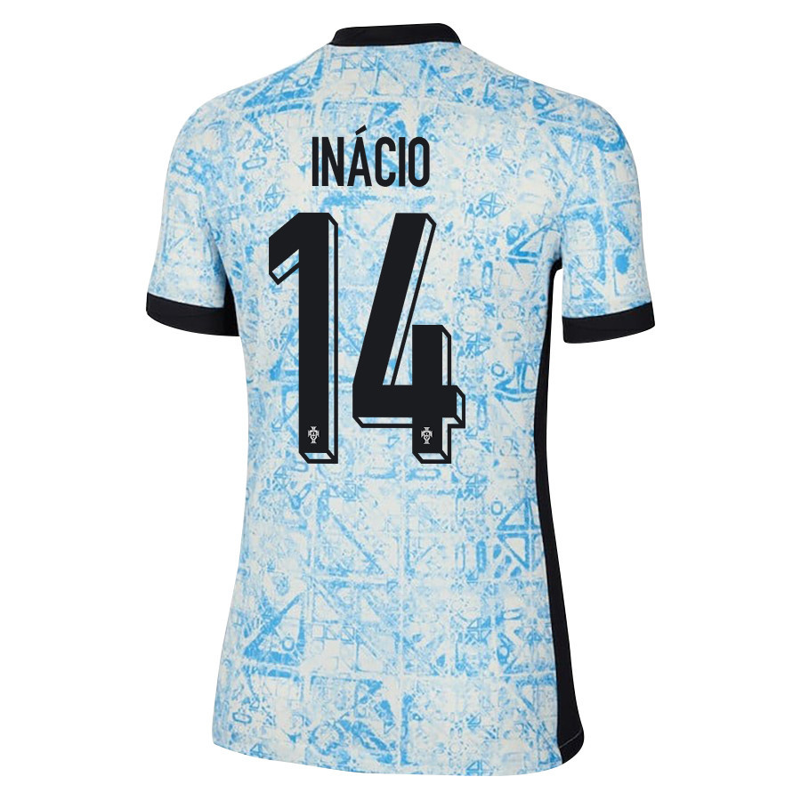 Gonçalo Inácio 14 Portugal National Team 2024/25 Away WOMEN Jersey - Cream/Blue