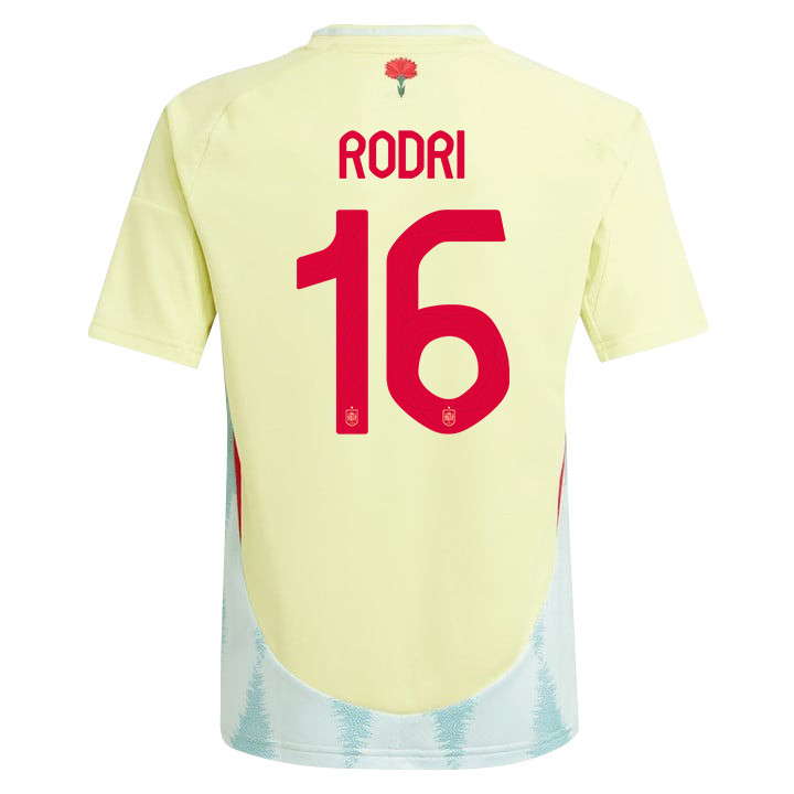 Rodri 16 Spain National Team 2024 Away YOUTH Jersey - Yellow