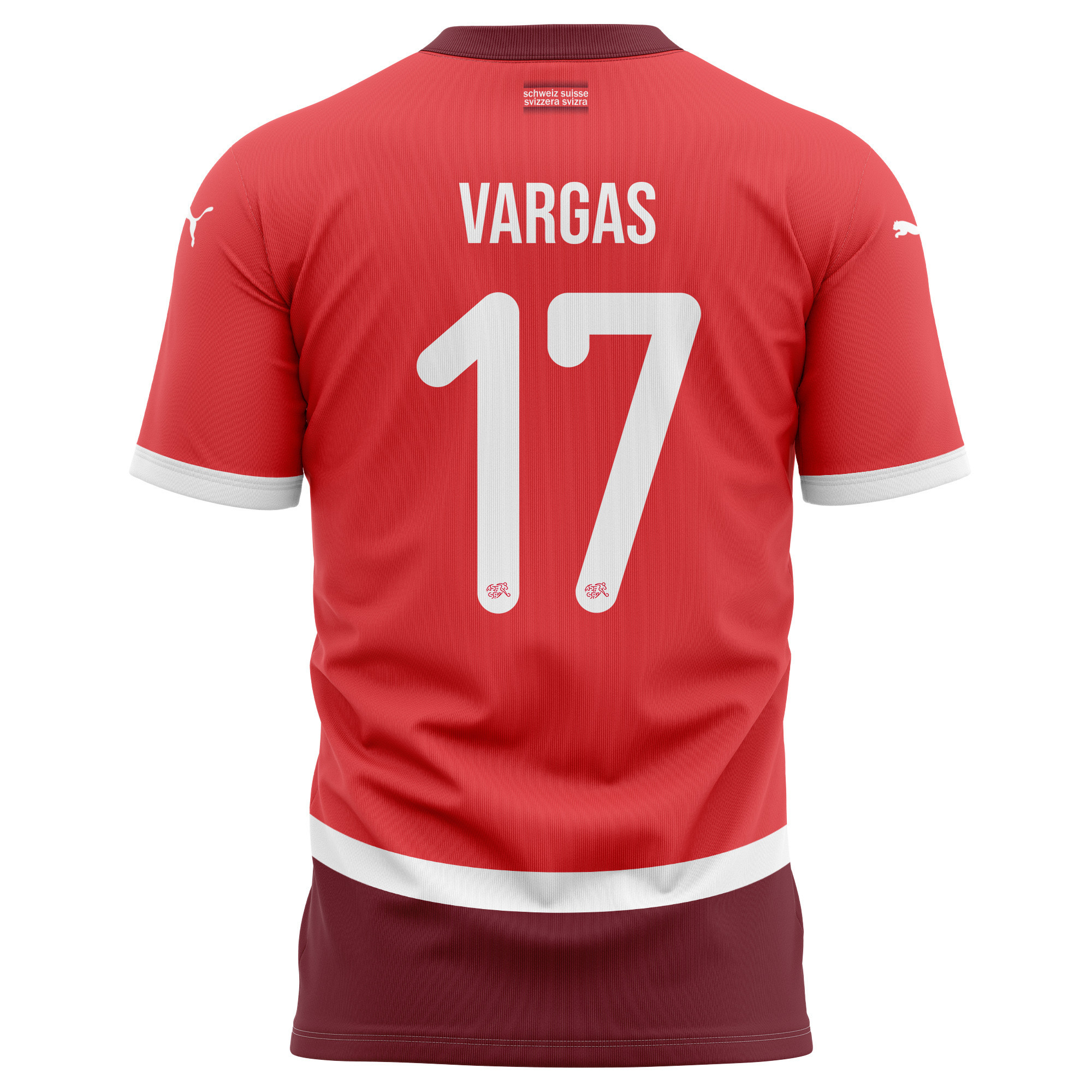 Ruben Vargas 17 Switzerland National Team 2024/25 Home Kits AOP T-shirt - Red