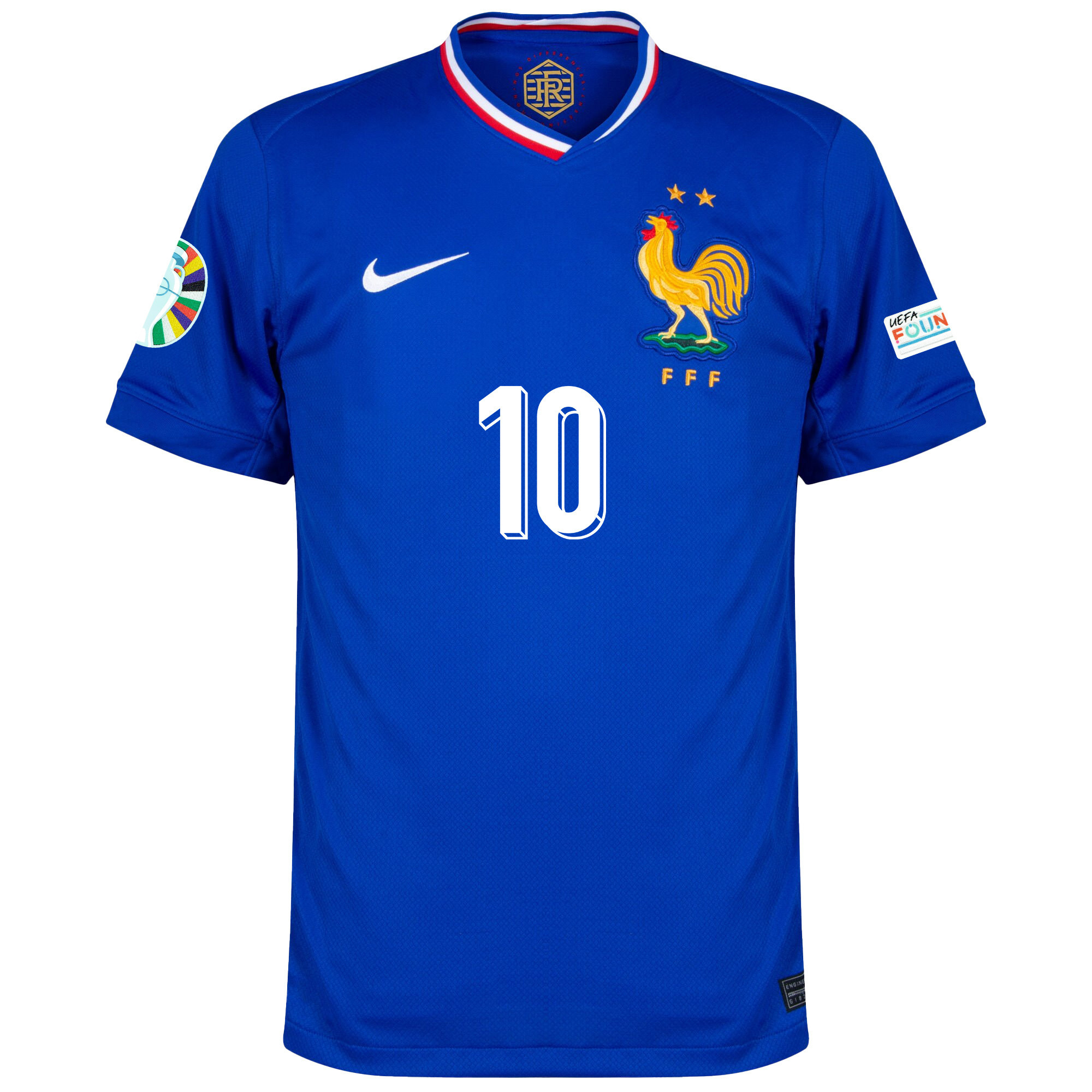 Kylian Mbappé 10 France National Team 2024/25 Home Jersey - Euro UEFA Patch - Men, Blue