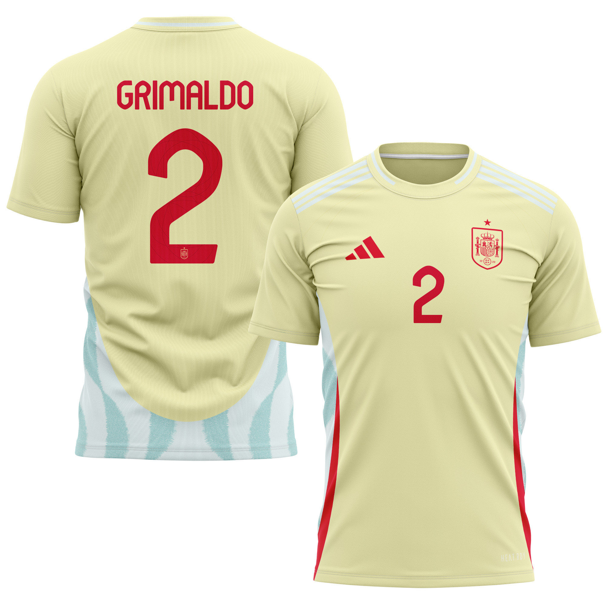 Alex Grimaldo 2 Spain National Team 2024 Away Kits AOP T-shirt - Yellow