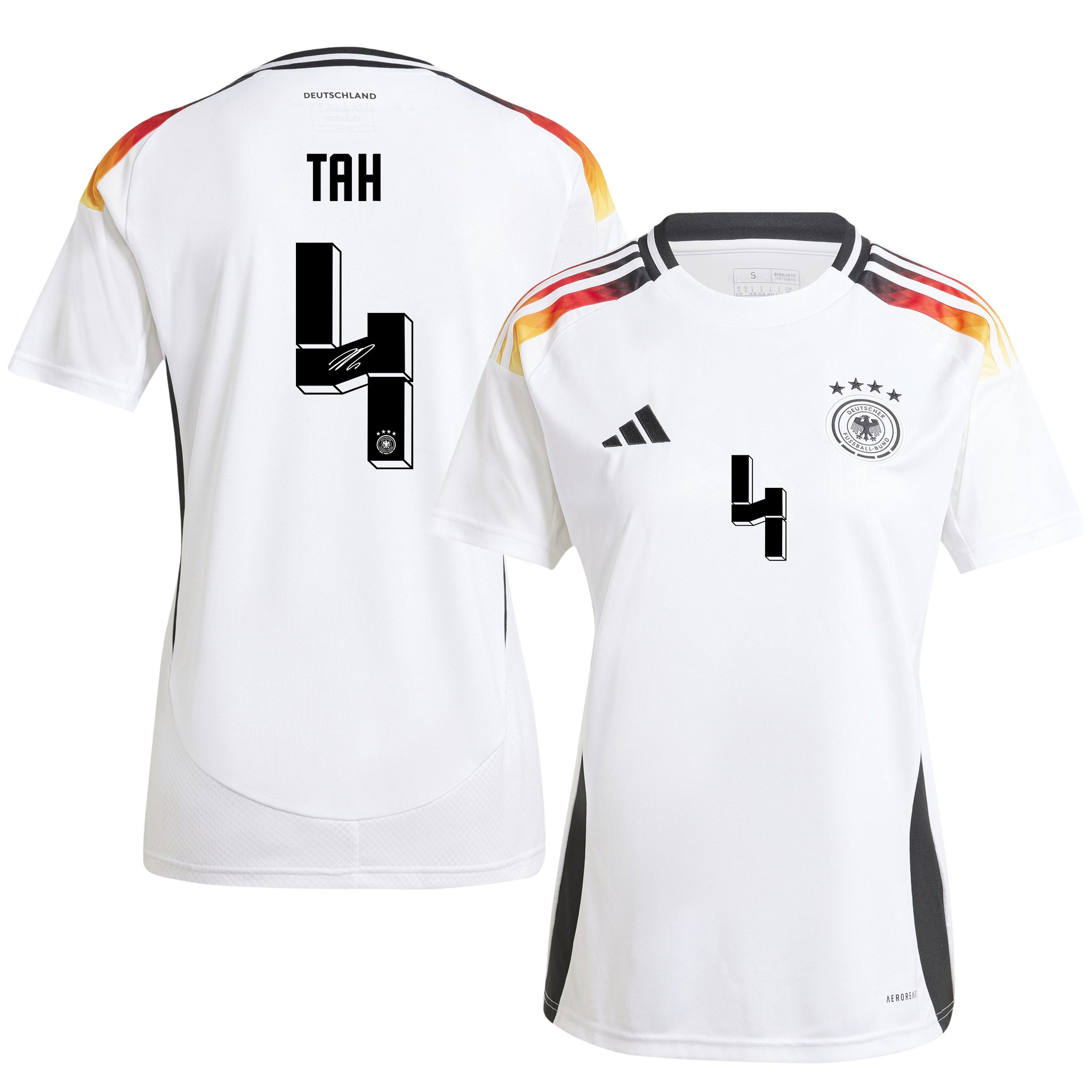Jonathan Tah 4 Signed Germany National Team 2024/25 Home Jersey Autographed - Women