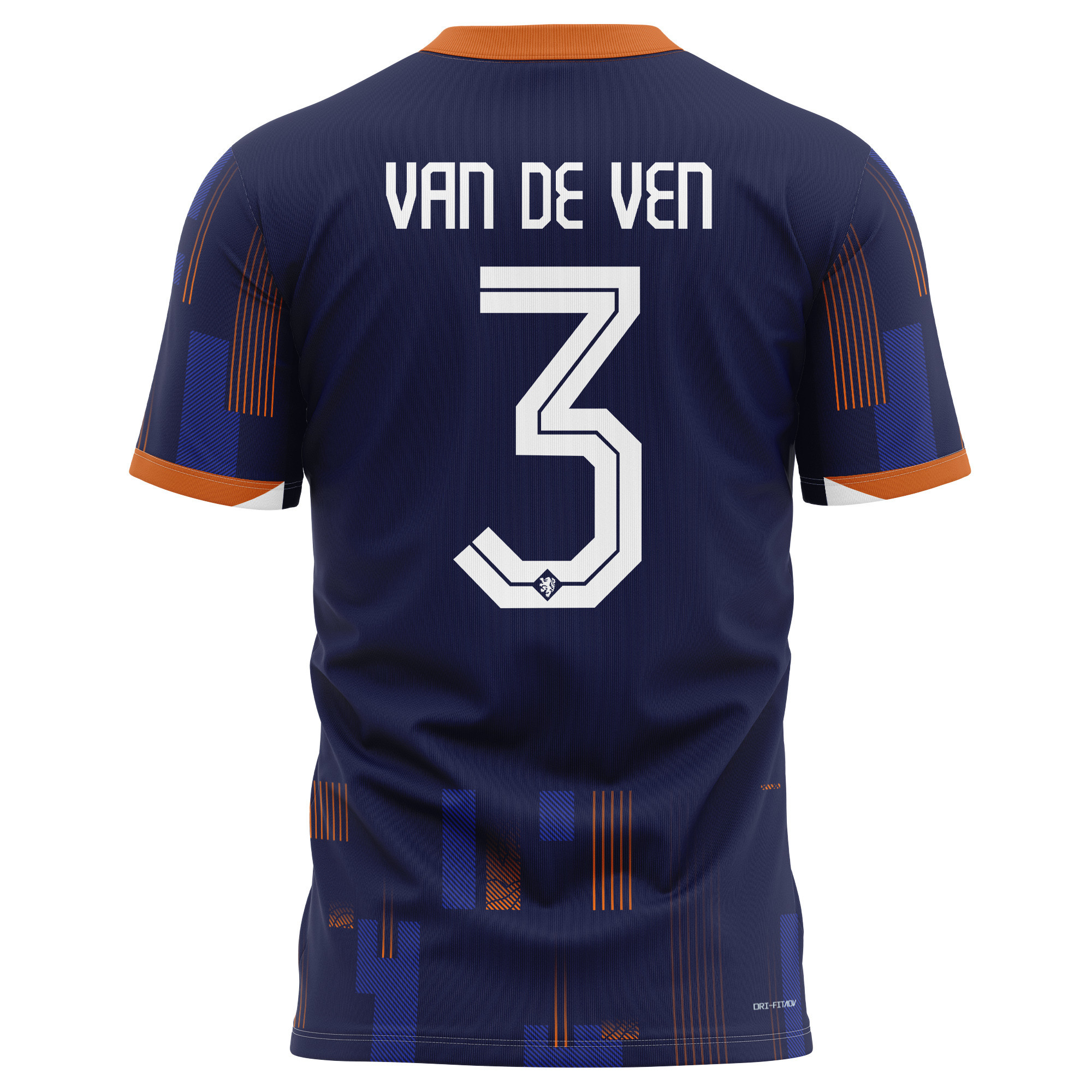 Micky van de Ven 3 Netherlands National Team 2024 Away Kits AOP T-shirt - Navy