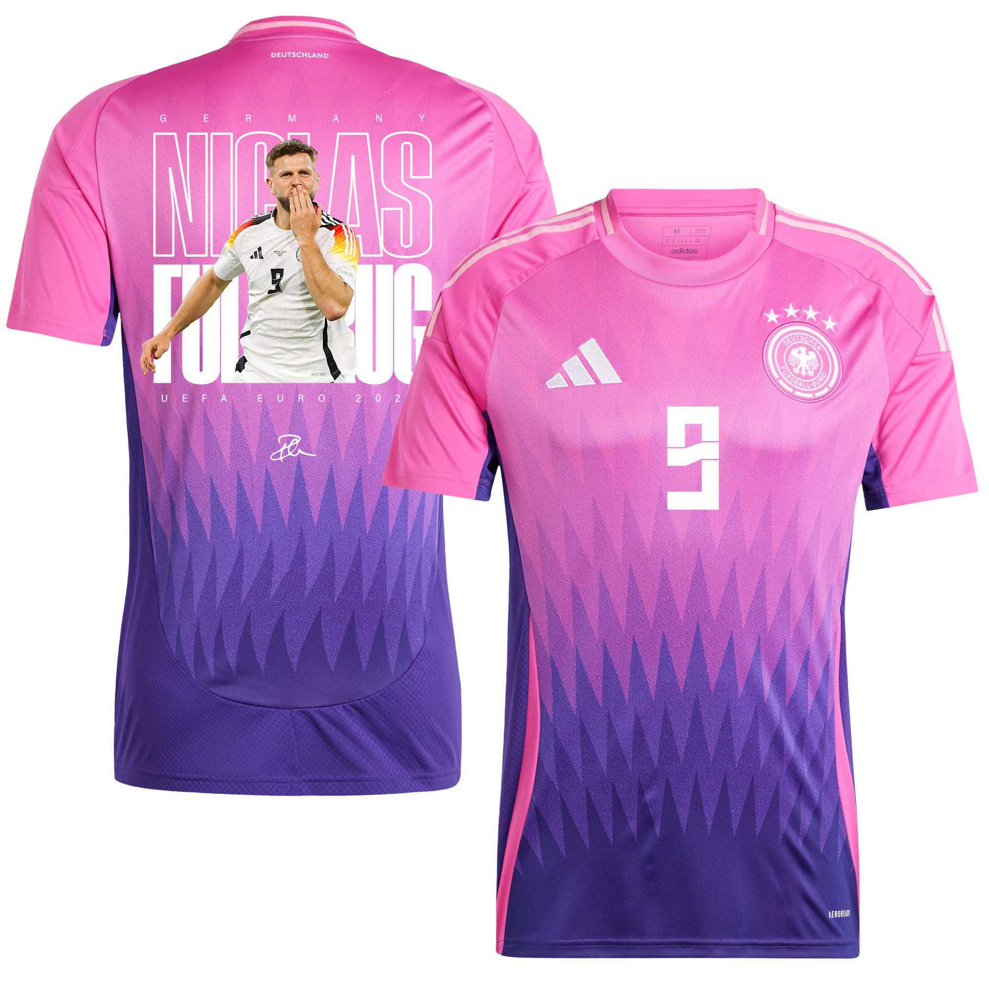 Niclas Füllkrug 9 Signed Goal Germany National Team 2024 Away Men Jersey - Purple