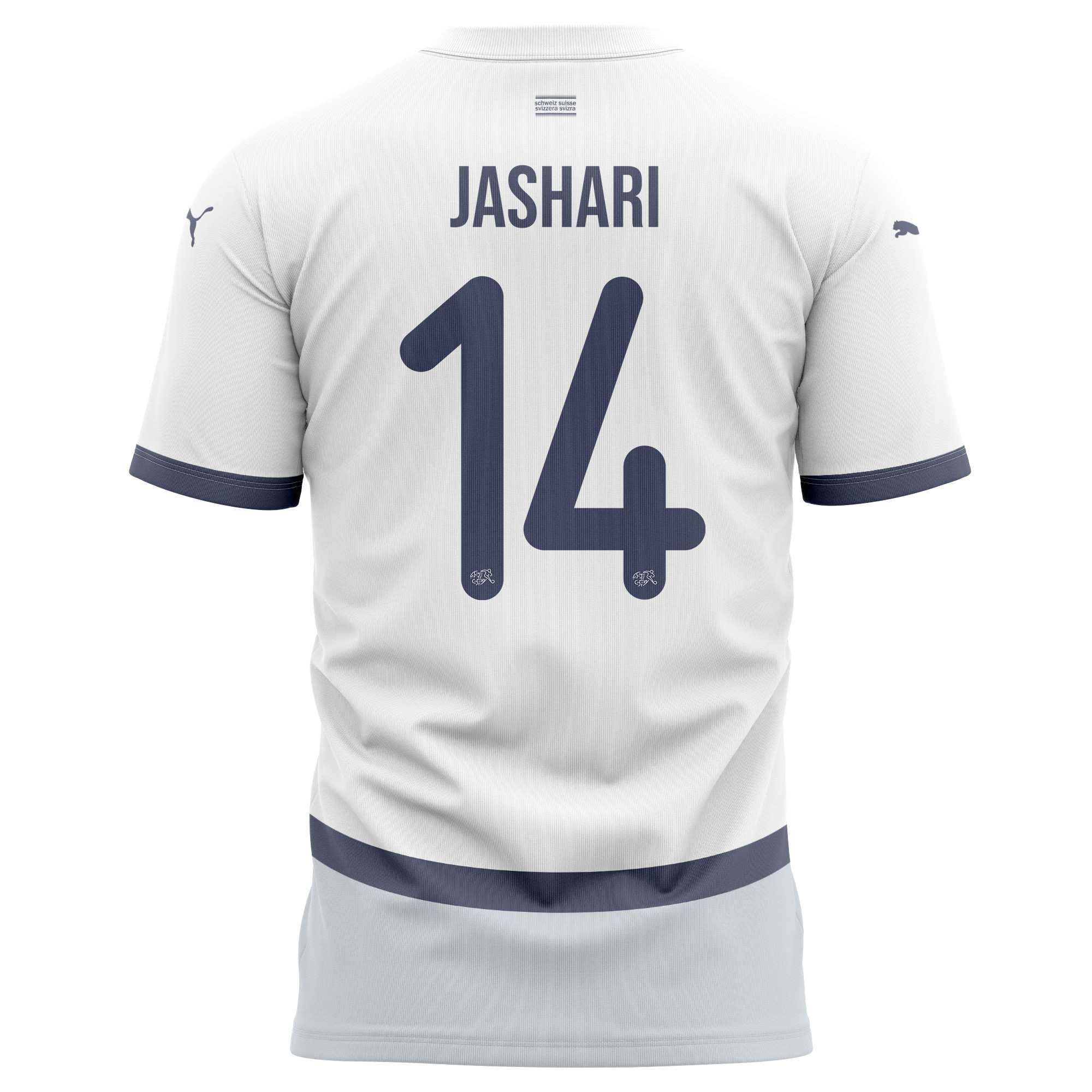 Ardon Jashari 14 Switzerland National Team 2024/25 Away Kits AOP T-shirt - White