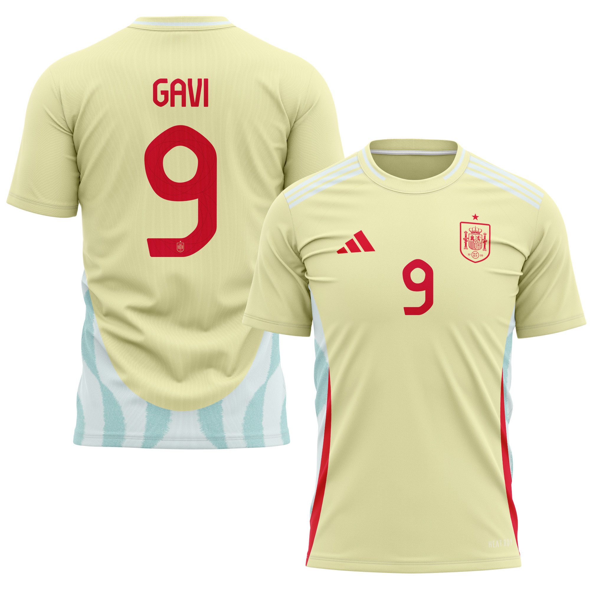 Gavi 9 Spain National Team 2024 Away Kits AOP T-shirt - Yellow