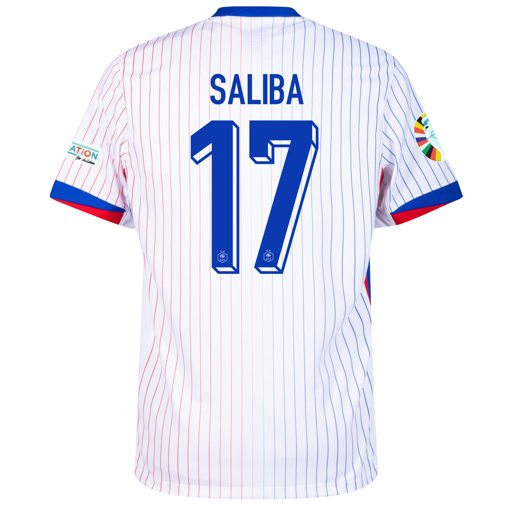 William Saliba 17 France National Team 2024/25 Away Jersey - Euro UEFA Patch - Men, White