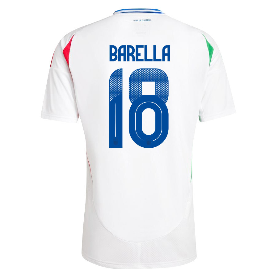 Nicolo Barella 18 Italy National Team 2024/25 Away Men Jersey - White