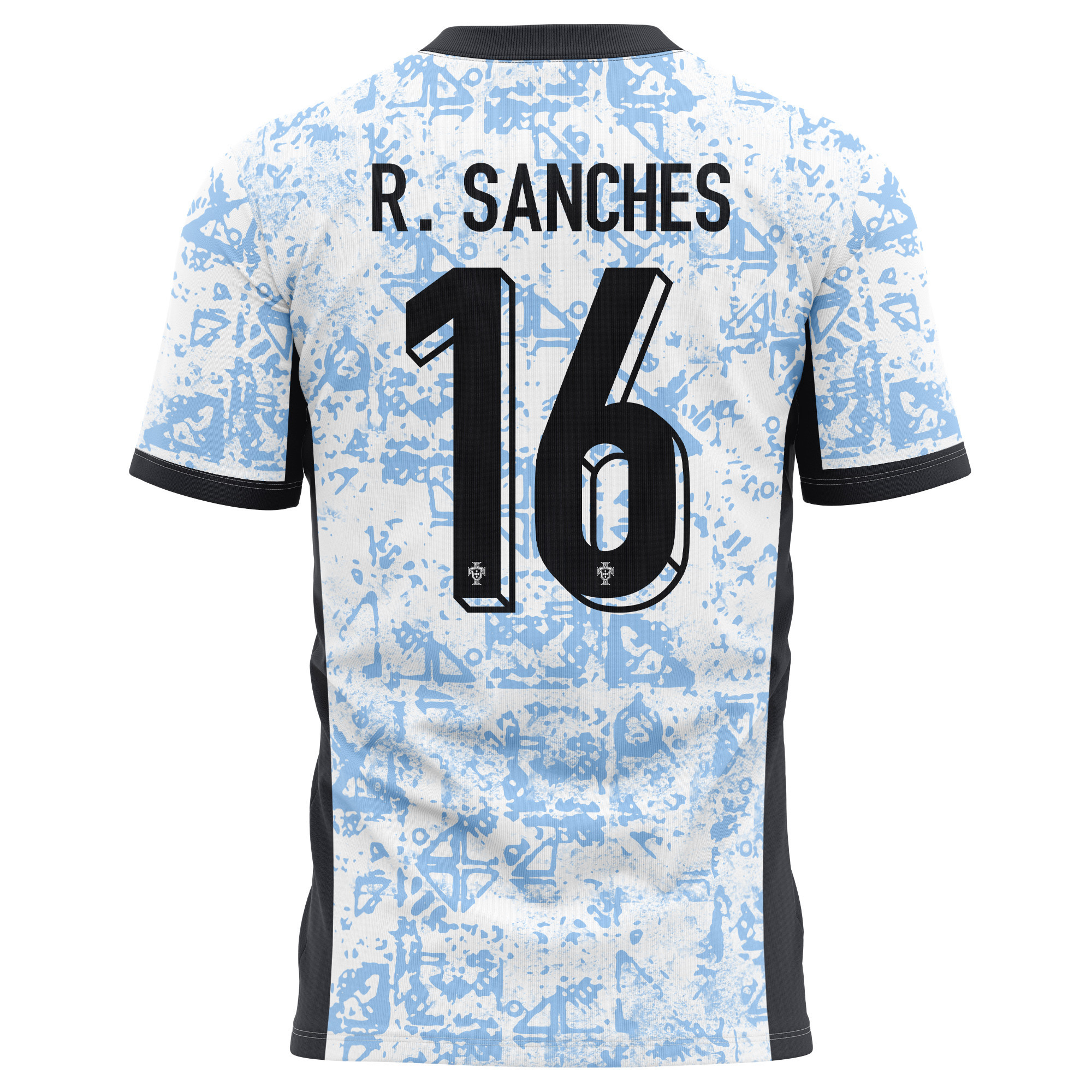 Renato Sanches 16 Portugal National Team 2024/25 Away Kits AOP T-shirt - Cream/Blue