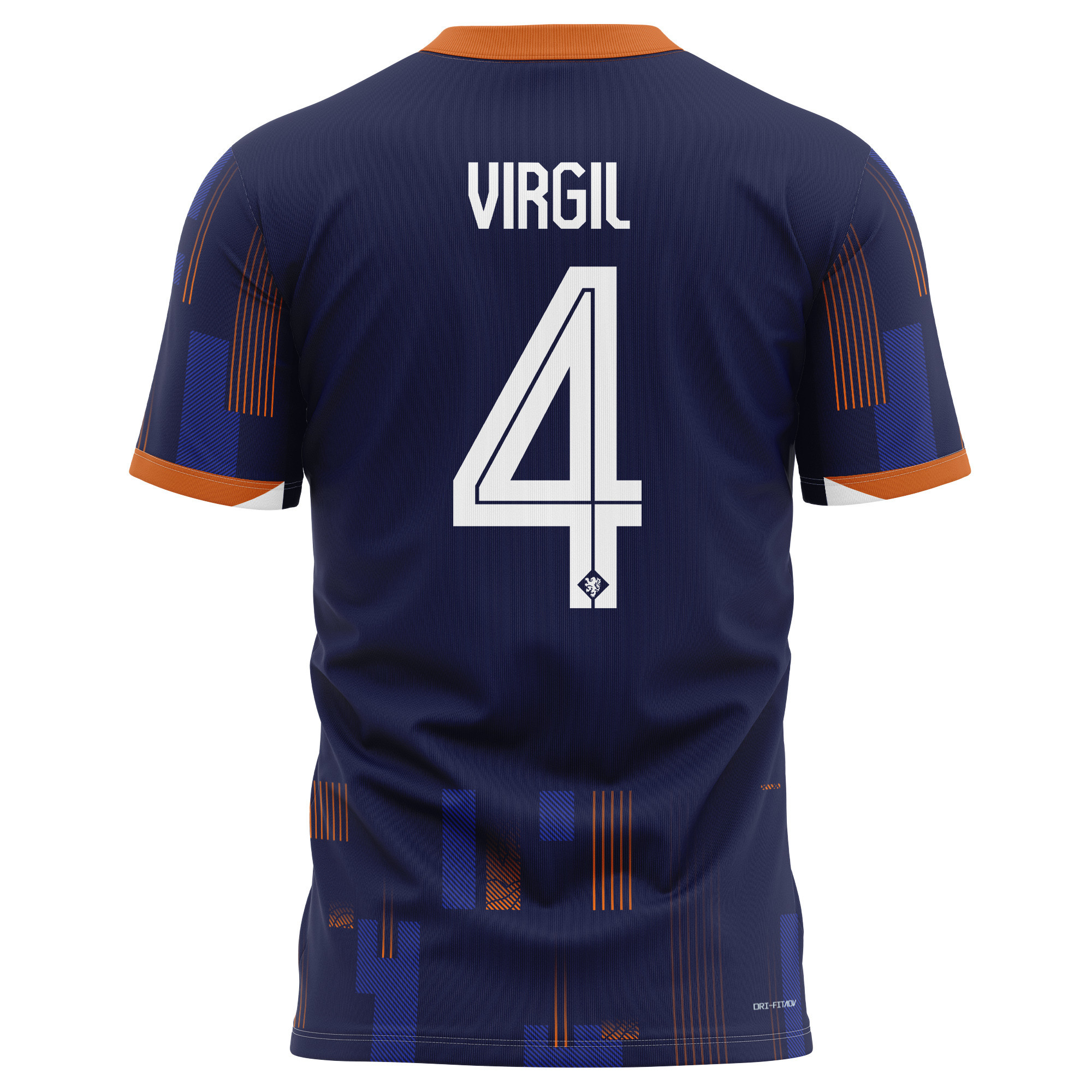 Virgil van Dijk 4 Netherlands National Team 2024 Away Kits AOP T-shirt - Navy