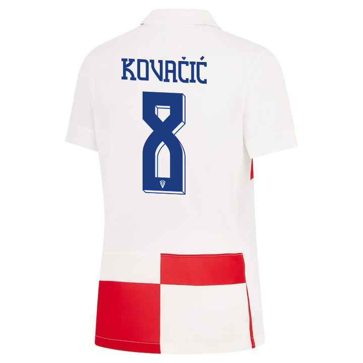 Mateo Kovačić 8 Croatia National Team 2024 Home WOMEN Jersey - White