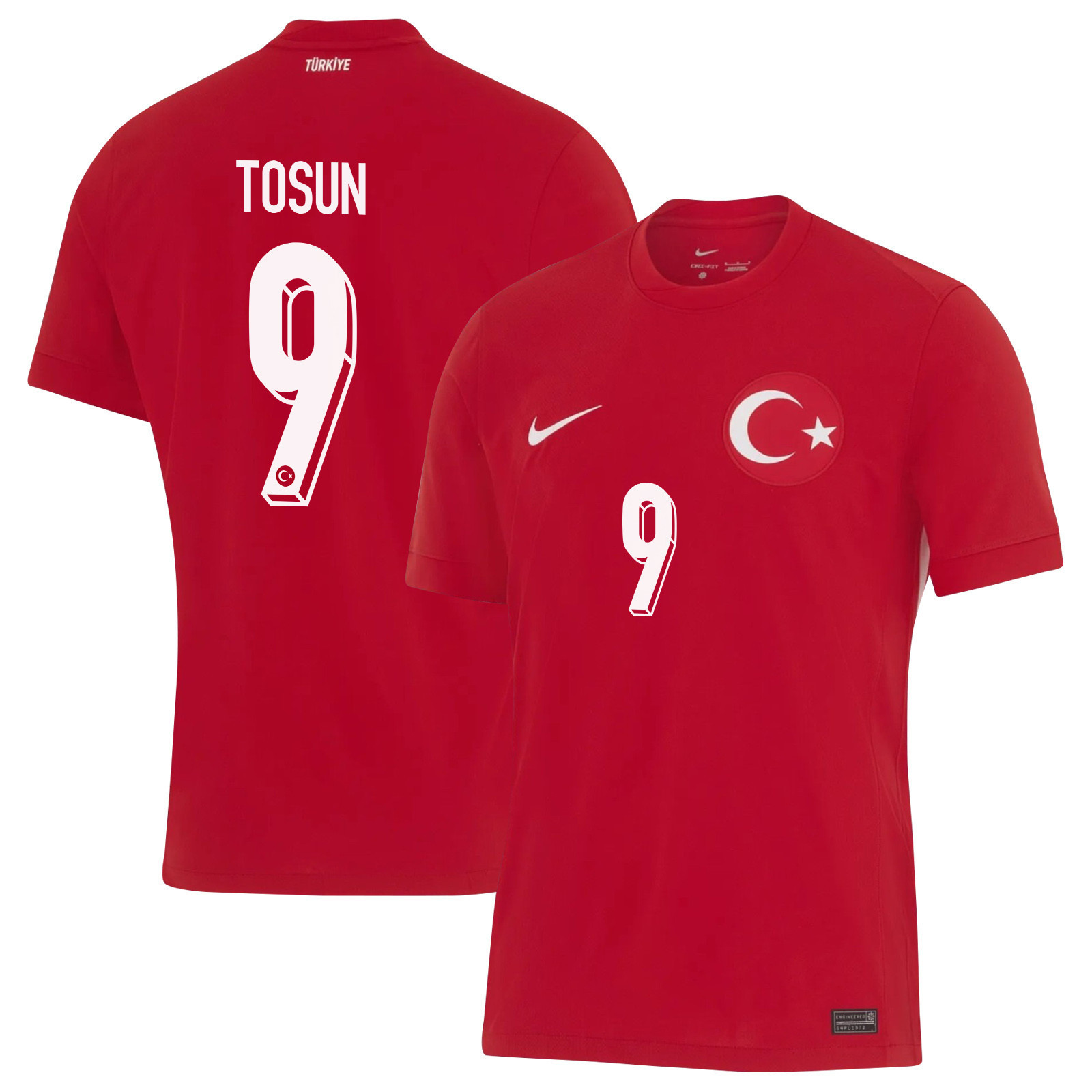 Cenk Tosun 9 Turkey National Team 2024 Away Stadium Men Jersey - Red
