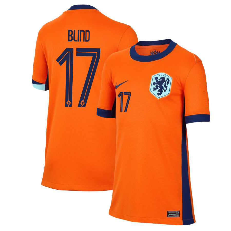 Daley Blind 17 Netherlands National Team 2024/25 Home YOUTH Jersey - Orange