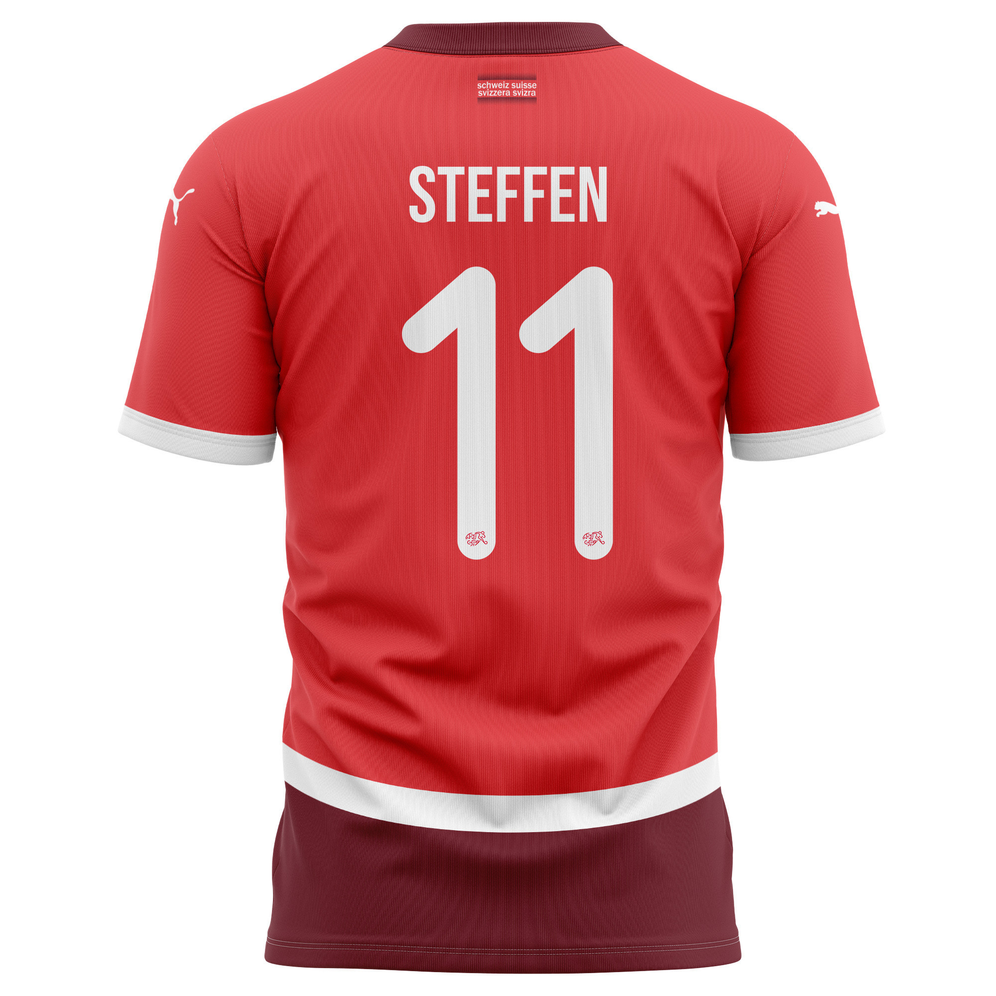 Renato Steffen 11 Switzerland National Team 2024/25 Home Kits AOP T-shirt - Red