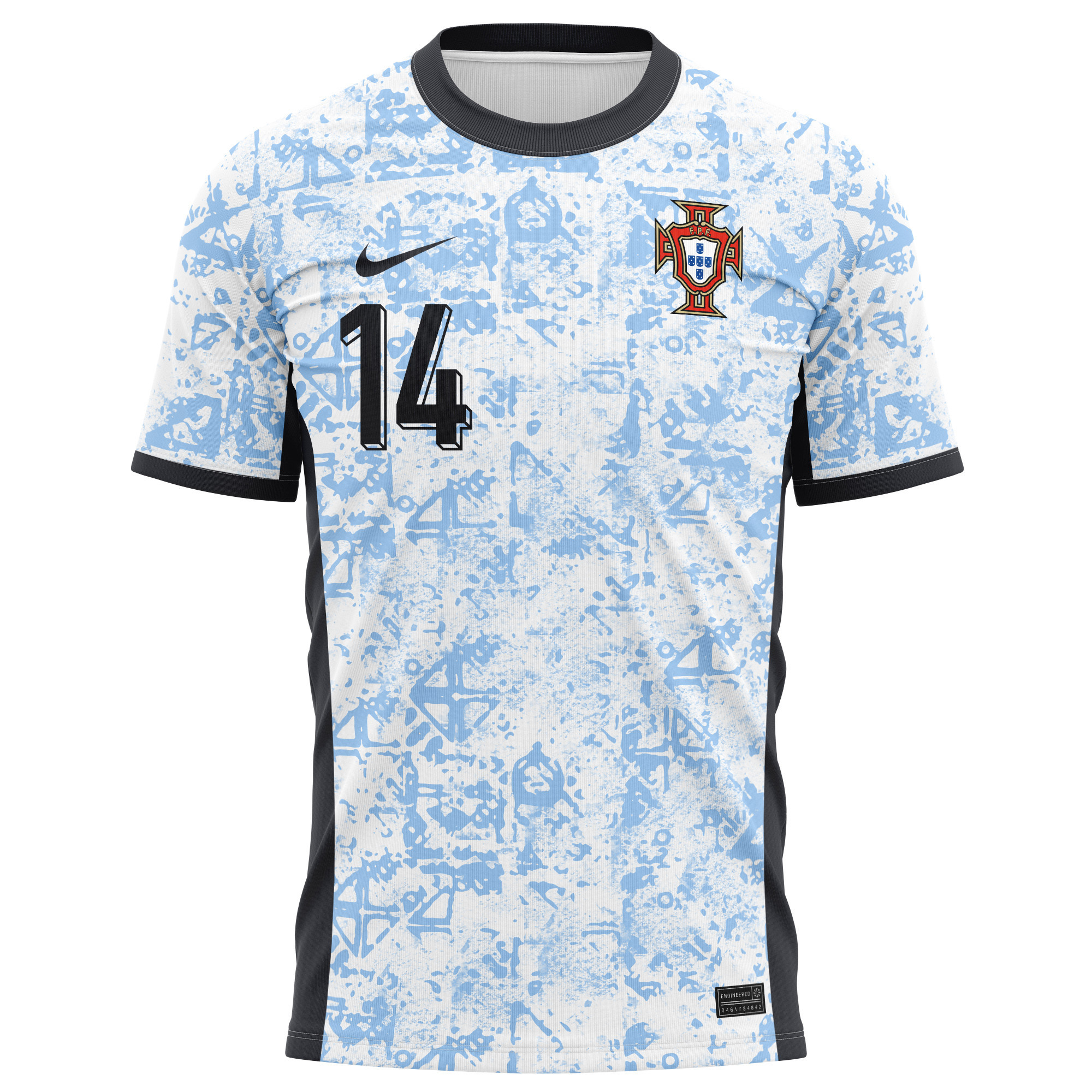 Gonçalo Inácio 14 Portugal National Team 2024/25 Away Kits AOP T-shirt - Cream/Blue