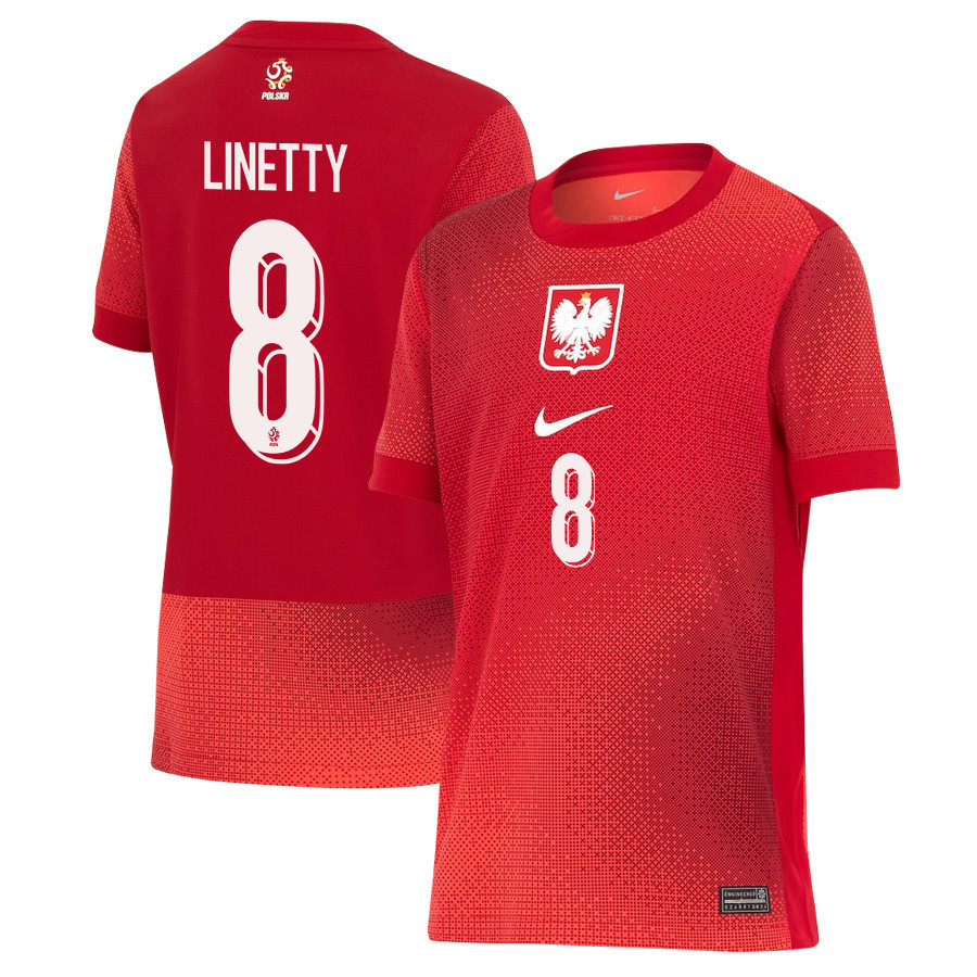 Karol Linetty 8 Poland National Team 2024/25 Away YOUTH Jersey - Red
