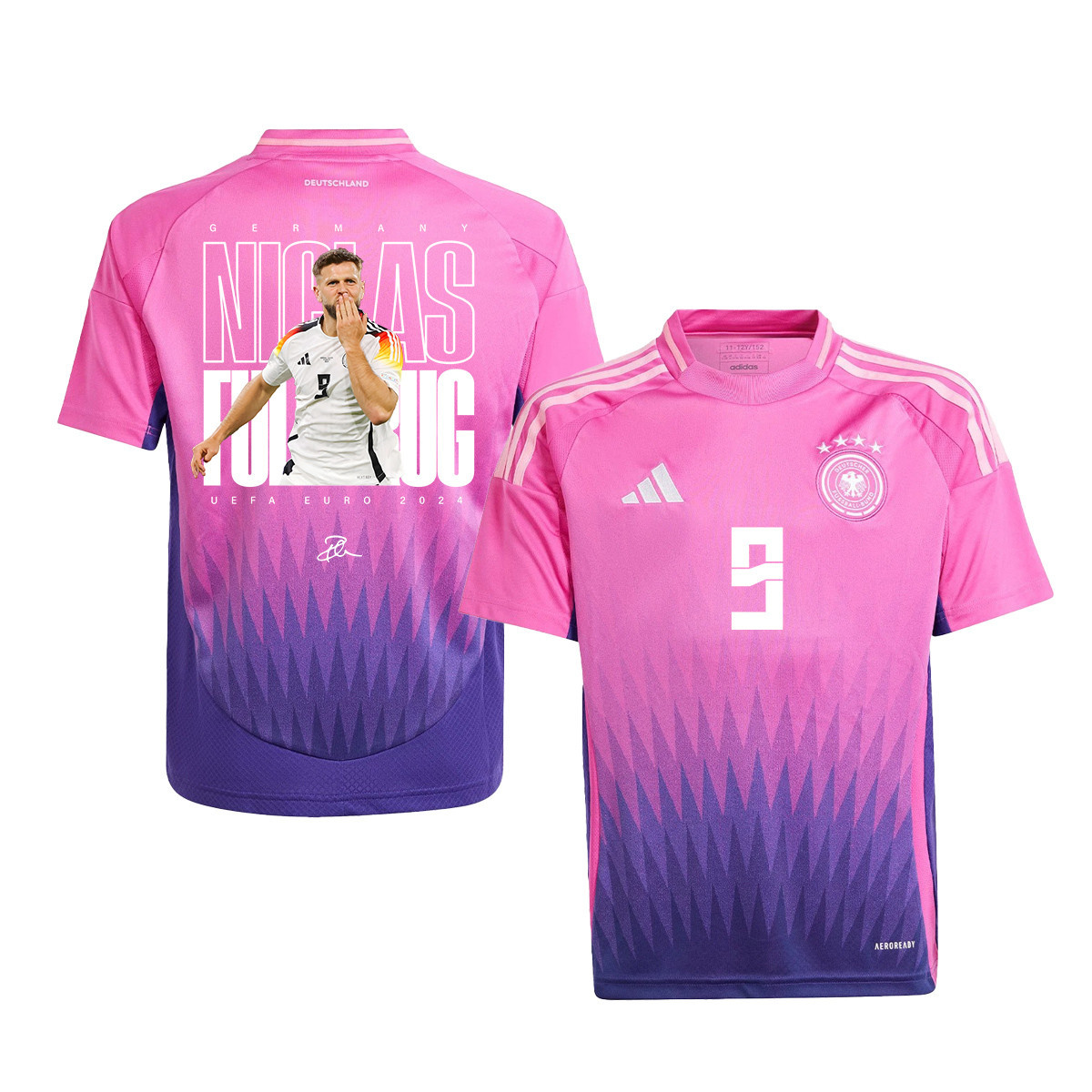 Niclas Füllkrug 9 Signed Goal Germany National Team 2024 Away YOUTH Jersey - Purple