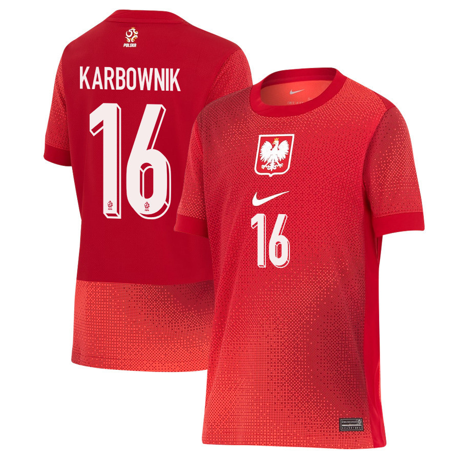 Michal Karbownik 16 Poland National Team 2024/25 Away YOUTH Jersey - Red
