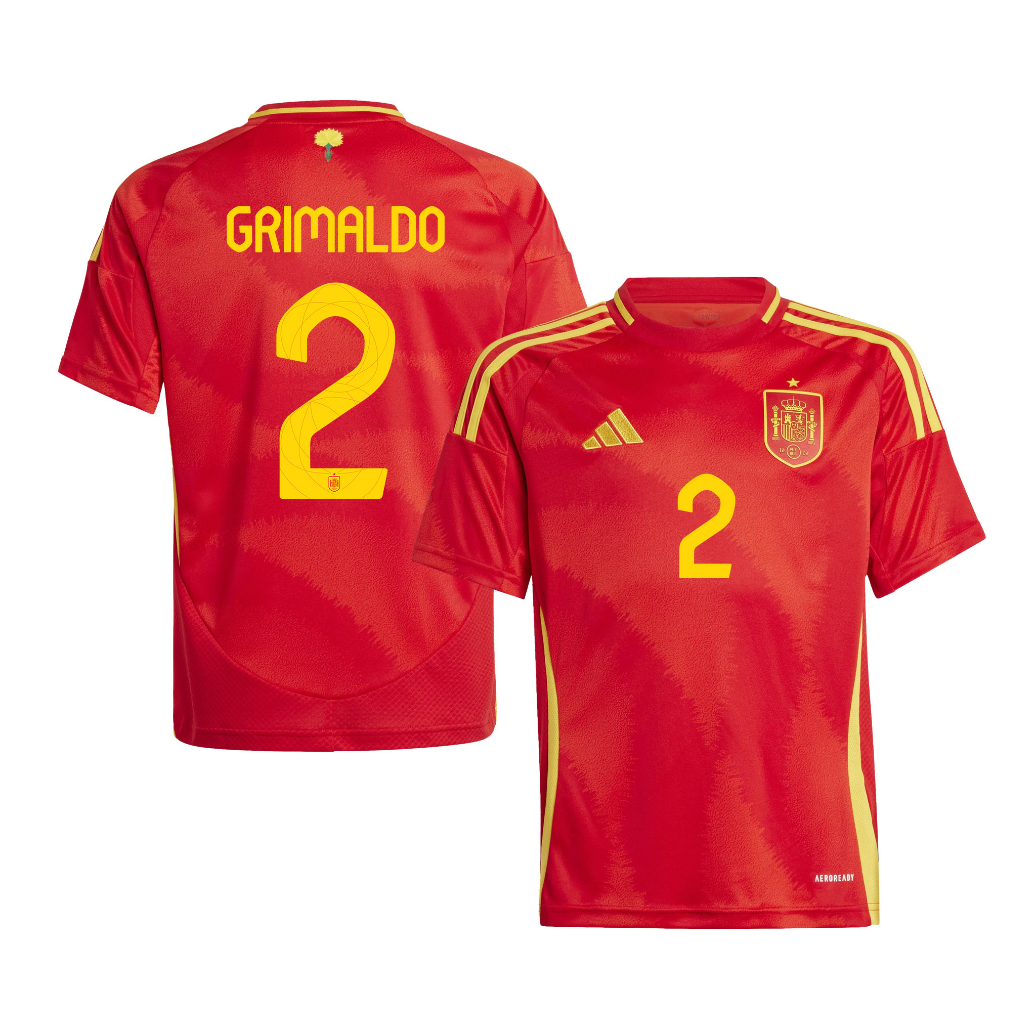 Alex Grimaldo 2 Spain National Team 2024 Home YOUTH Jersey - Red