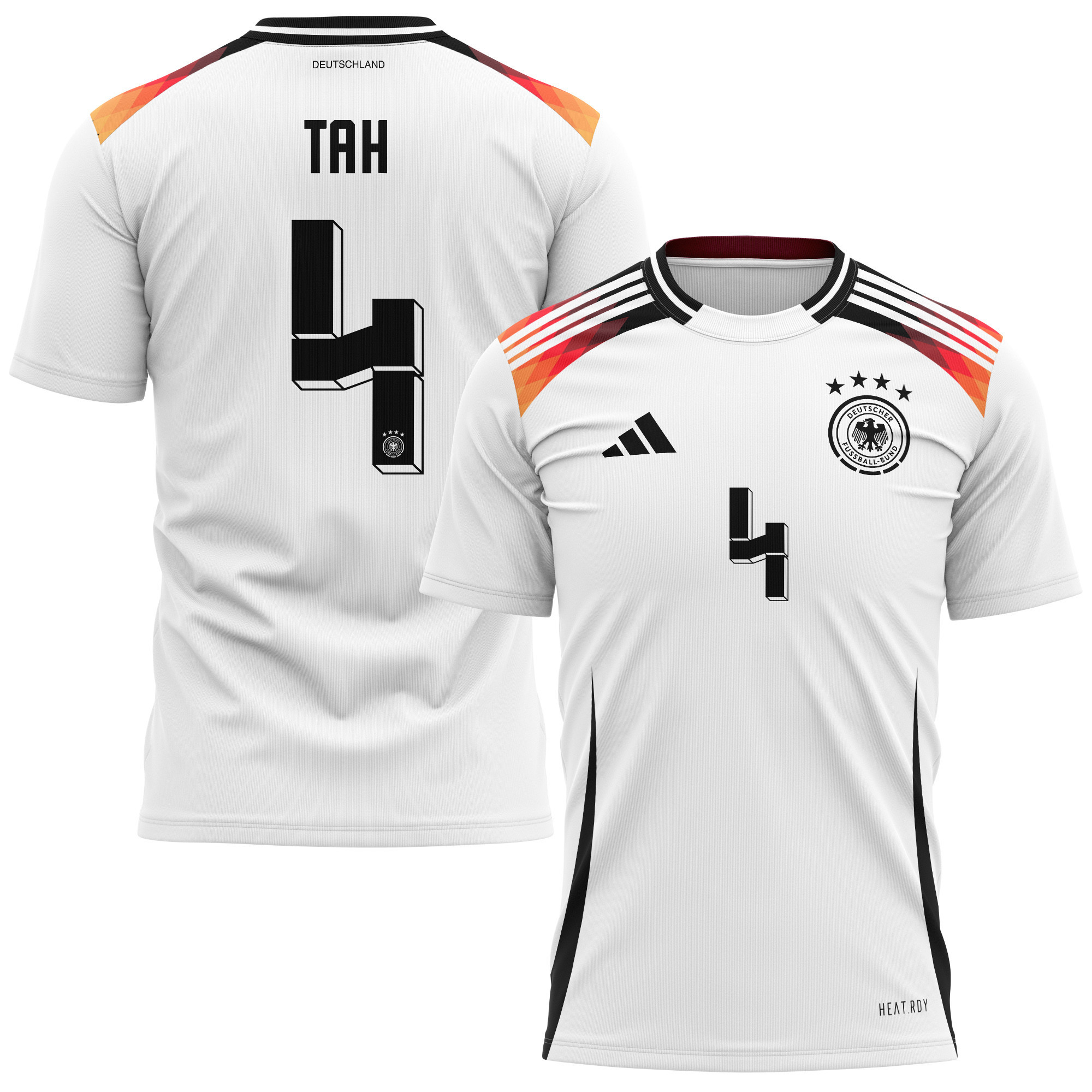 Jonathan Tah 4 Germany National Team 2024 Home Kits AOP T-shirt - White