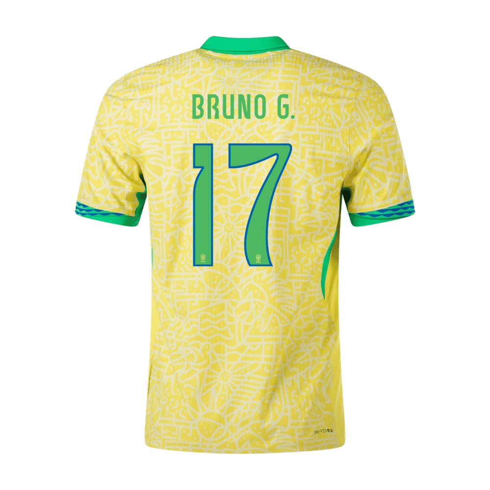 Bruno Guimarães 17 Brazil National Team 2024 Home Stadium Men Jersey - Yellow