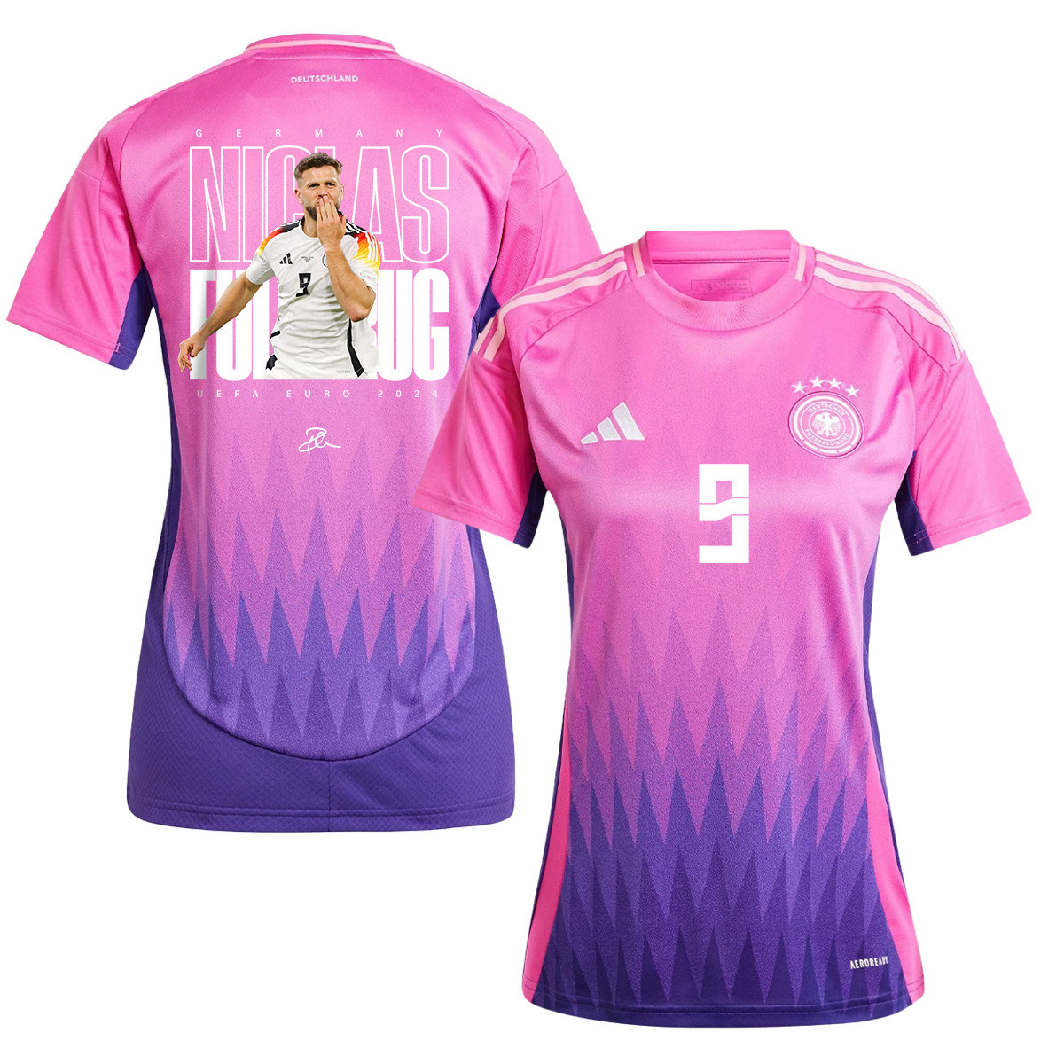 Niclas Füllkrug 9 Signed Goal Germany National Team 2024 Away WOMEN Jersey - Purple