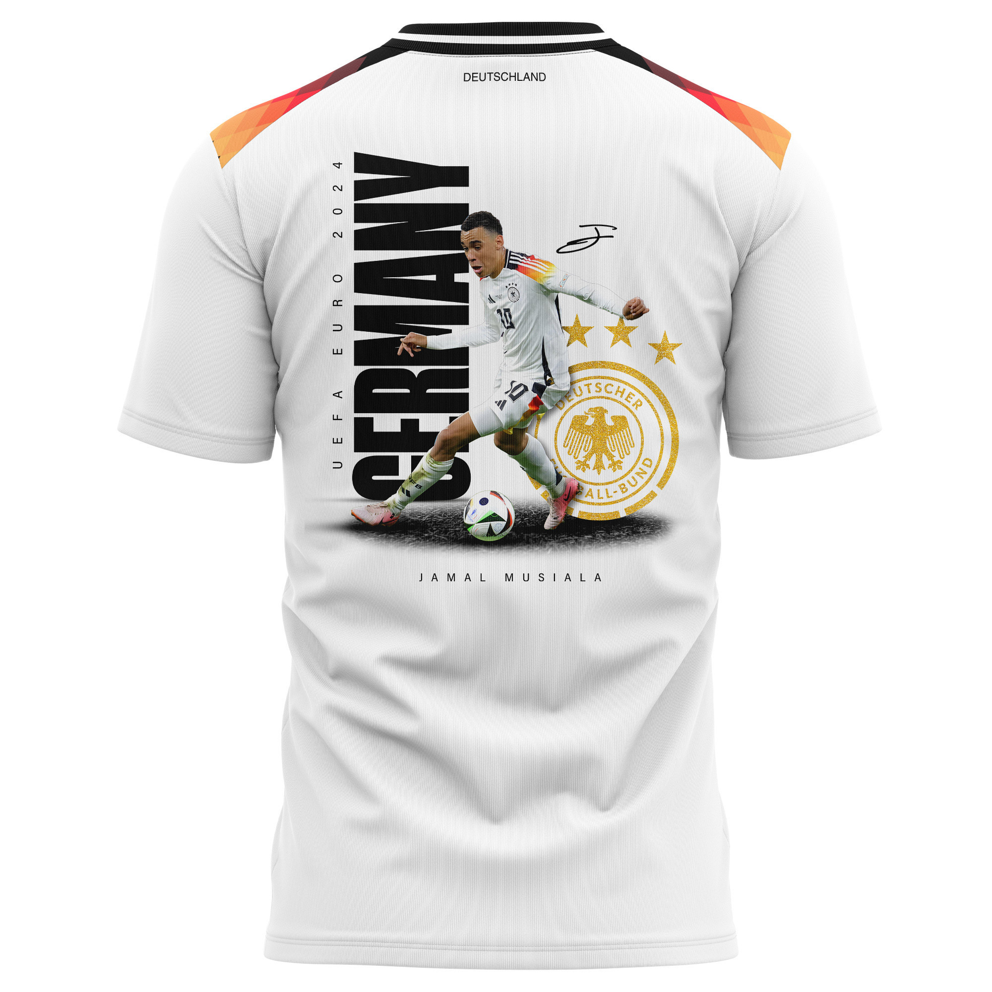 Jamal Musiala 10 Signed Goal-Scoring Germany National Team 2024 Home Kits AOP T-shirt - White