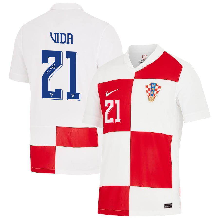 Domagoj Vida 21 Signed Croatia National Team 2024 Home Men Jersey Autographed - White