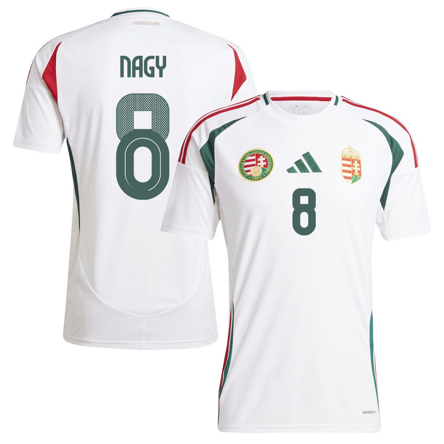 Ádám Nagy 8 Hungary National Team 2024/25 Away Men Jersey - White