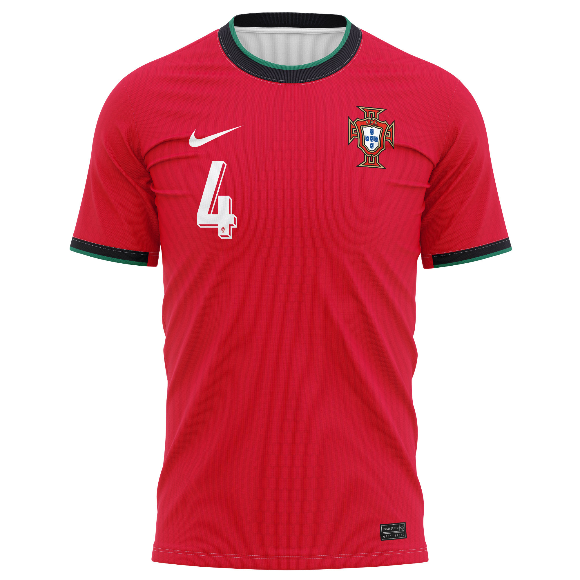 Rúben Dias 4 Portugal National Team 2024/25 Home Kits AOP T-shirt - Red