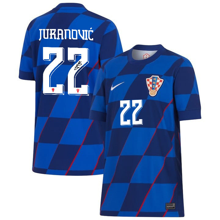 Josip Juranović 22 Signed Croatia National Team 2024 Away YOUTH Jersey Autographed - Navy