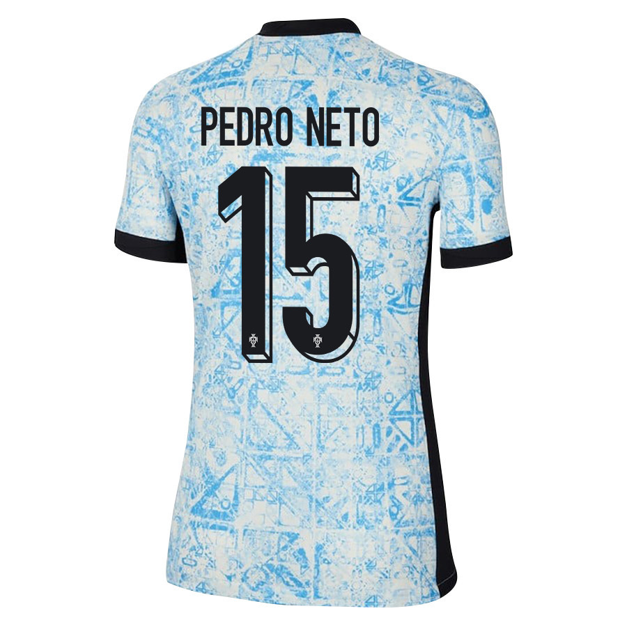 Pedro Neto 15 Portugal National Team 2024/25 Away WOMEN Jersey - Cream/Blue