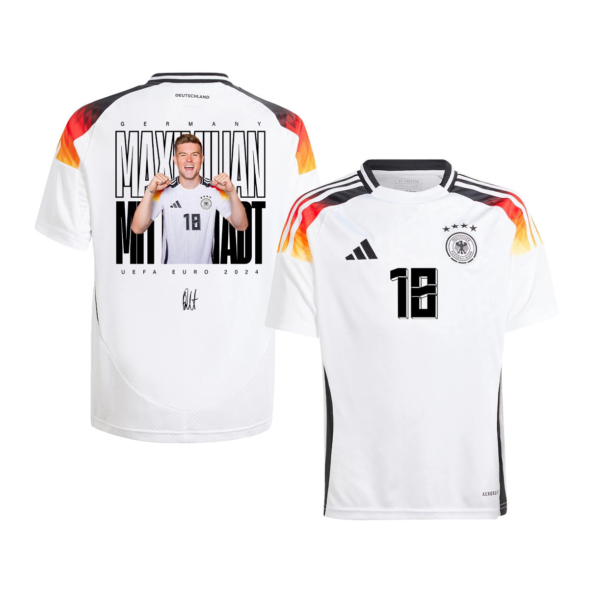 Maximilian Mittelstädt 18 Signed Young Talent Germany National Team 2024 Home YOUTH Jersey - White