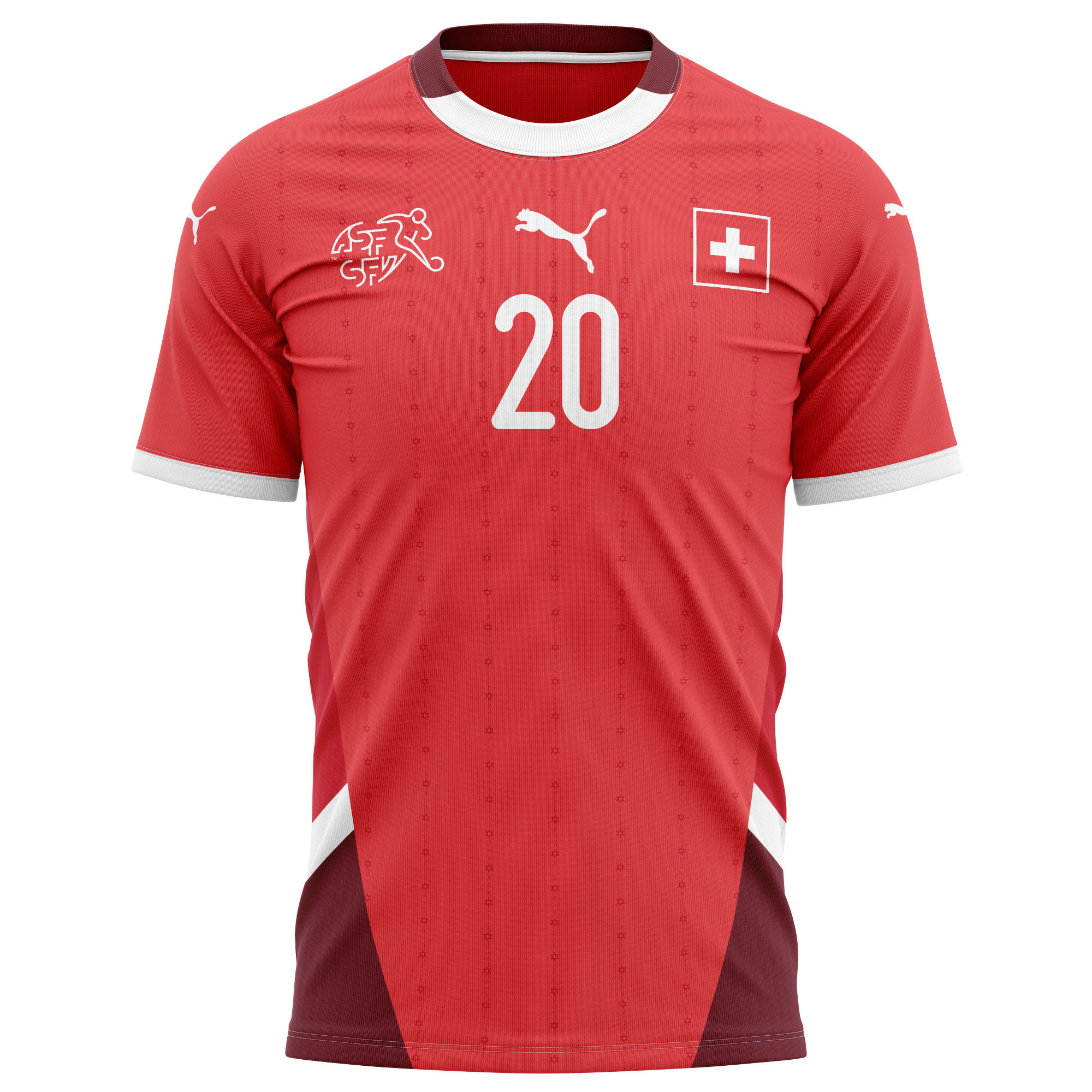 Fabian Rieder 20 Switzerland National Team 2024/25 Home Kits AOP T-shirt - Red